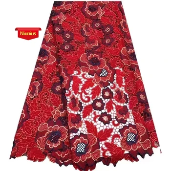 Kostenverkauf: Zarte, sehr weiche Baumwolle, Laserstickerei, hochwertiger Schweizer Spitzenstoff, Party-Abendkleid NN1568_R