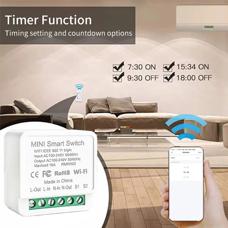 Cozylife 16A/20A WiFi Smart Switch Interruttore automatico Modulo relè Interruttore timer APP Controllo vocale Funziona con Alexa Google Home Alice