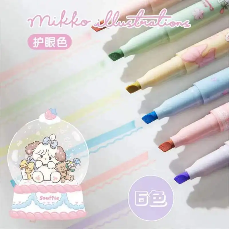 Imagem -02 - Conjunto Double-headed Highlighter Kawaii Papelaria Cor Marcador Escolar Material Estudante Marcador Textbook Highlighter Menina Presentes Peças