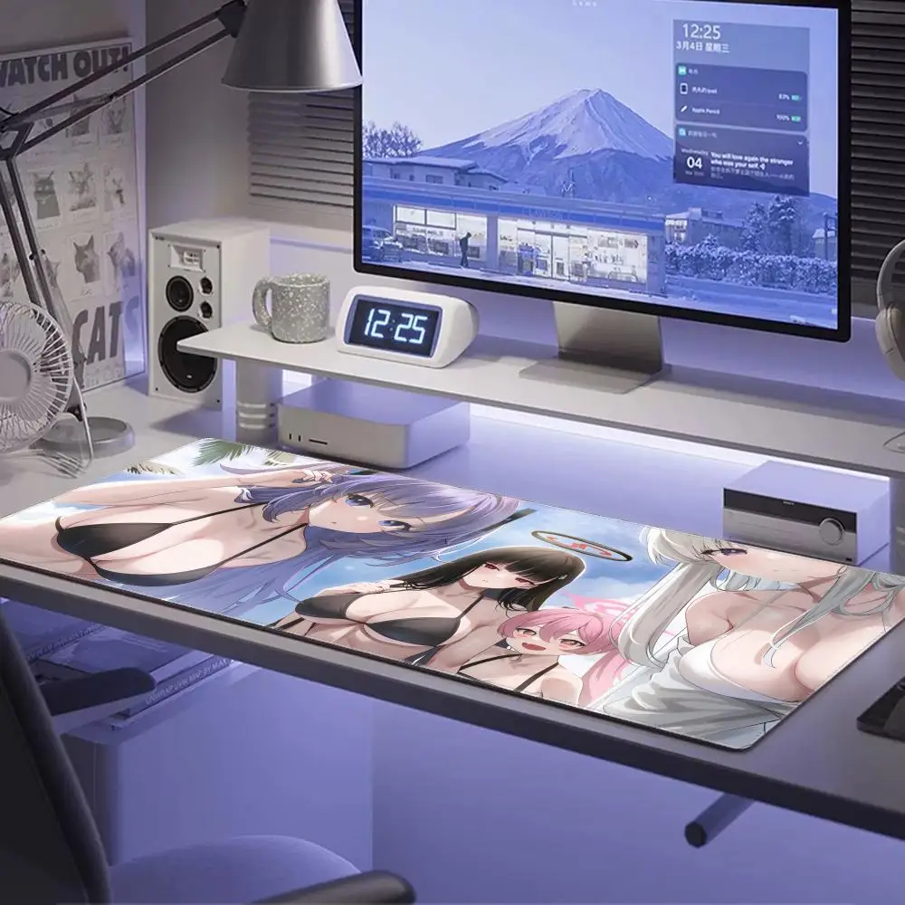 لوحة ماوس لطيفة عالية الدقة Hayase Yuuka Blue Archive، لوحة ماوس للكمبيوتر اللوحي، لوحة ماوس لسطح المكتب مقاس XL، مشغل لوحة مفاتيح ألعاب قوس قزح #3