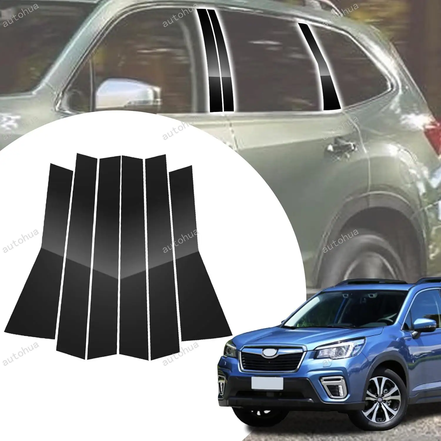 

Door Pillar Post Trim for Subaru Forester 2019-2023 Side Door Pillar Anti Scratch Glossy PC Stickers Cover Moldings 6-pcs