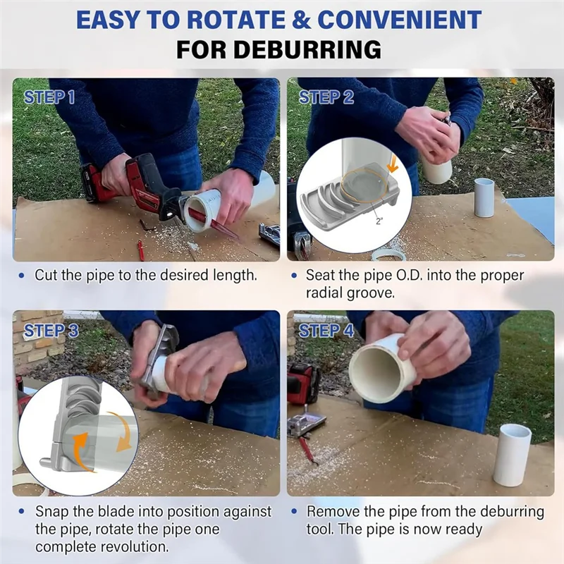 BAAR-PVC Pijp Ontbramen Tool Professionele 1/4-4In Plastic Pijp Ontbramen Tool Voor Pijp Afbramen PVC Tubing Sanitair Ruimer