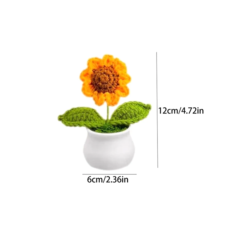 NEW Crochet Flowers Artificial Sunflowers Potted Hand Woven Plant Wedding Gift For Guests Sunflower Decoration Room Decor