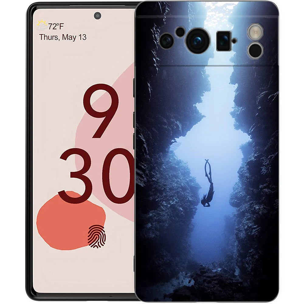 حافظة لهاتف جوجل بيكسل 9 8 7 6 برو XL 8A 6A 7A 5G غطاء أسود ناعم مقاوم للصدمات من البولي يوريثان الحراري