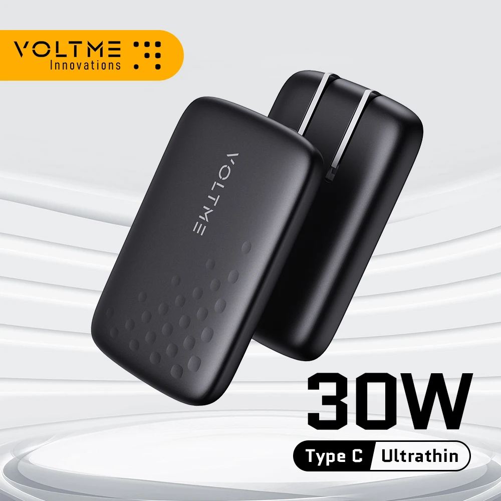 VOLTME Ultrathin PD 30W GaN Charger V-Dynamic Foldable USB C Fast Charge Chargers Type C For 13 14 Pro Max/Galaxy iPad Xiaomi