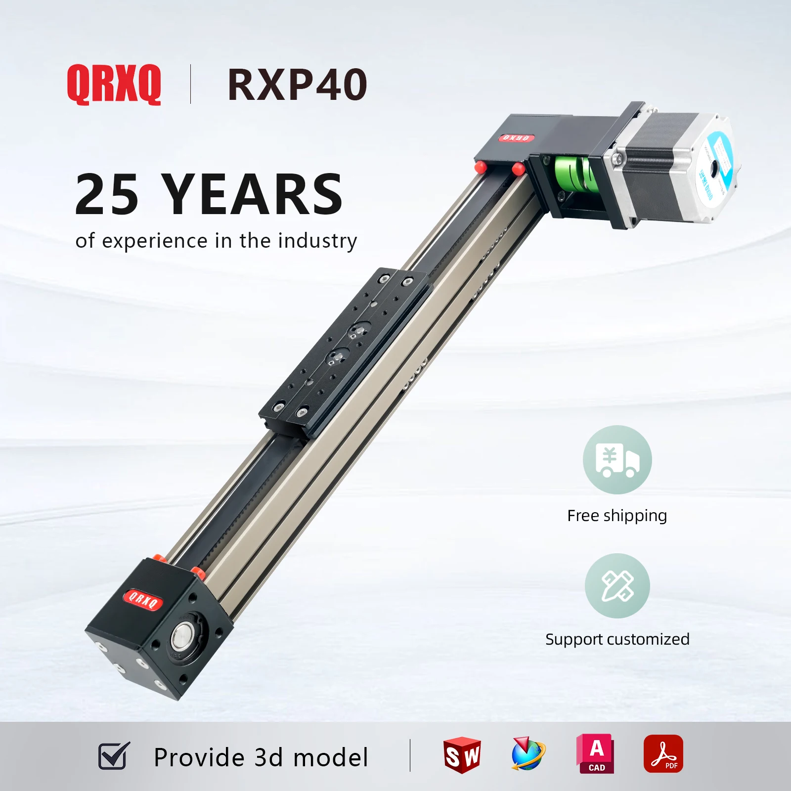 QRXQ RXP40 Linear Rail Nema 17/23 Stepper Motor 1500mm/S Linear Motor Linear Guide Rail Slider 3d Printer Parts Bearing Linear