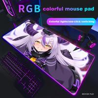 Hololive La+Darknesss Mouse Pad Games RGB Gaming Mouse Pad HD Gamer Large LED Light Anime Girl Desk Mat 900x400 Mouse Mats