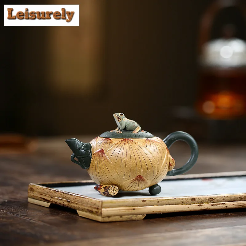 High Quality Yixing Purple Clay Teapot Raw Ore Section Mud Pot Handmade Frog Lotus Maker Household Customized Beauty Chinese Set