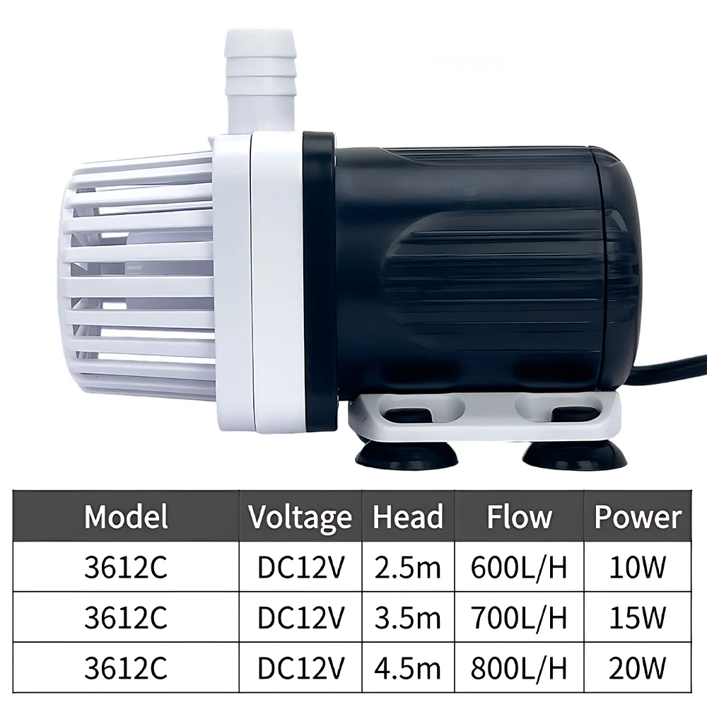 Small Silent Water Pump DC12V Flow Rate 600-800L/H Fish Tank Submersible Pump Pool Water Circulation Water Change Filter Pumping
