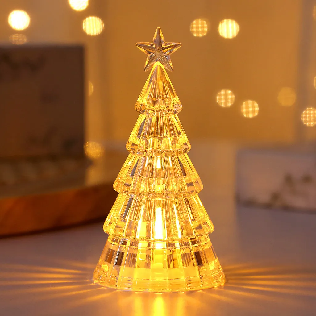 Christmas decoration luminous Christmas tree crystal night light desktop arrangement ornament led electronic candle light