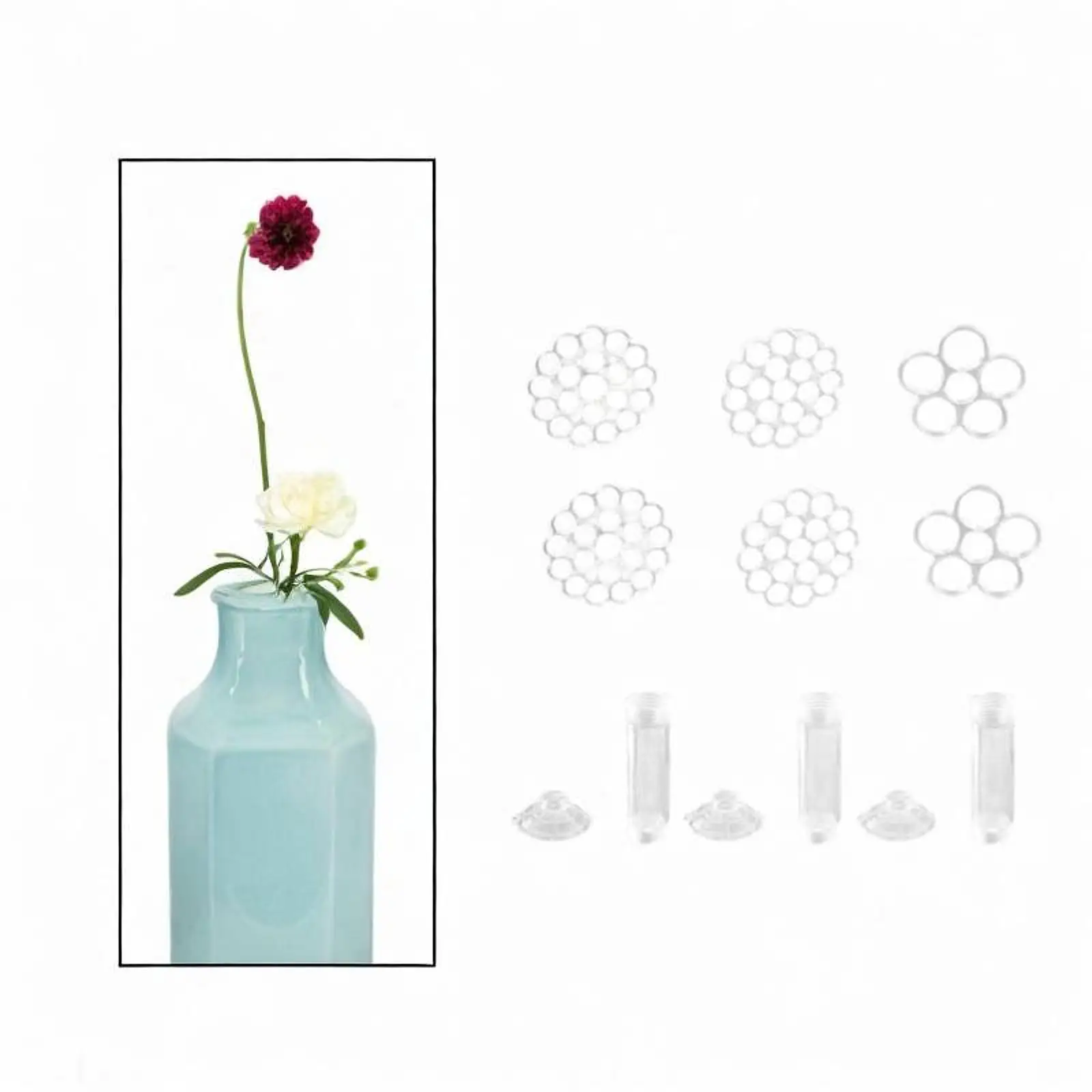 Floral Grid 3 Sets DIY Flower Pin Frog Spiral Stem Holder PP Flower Arranger Holder for Vase Mouth Wedding Bouquets Desktop