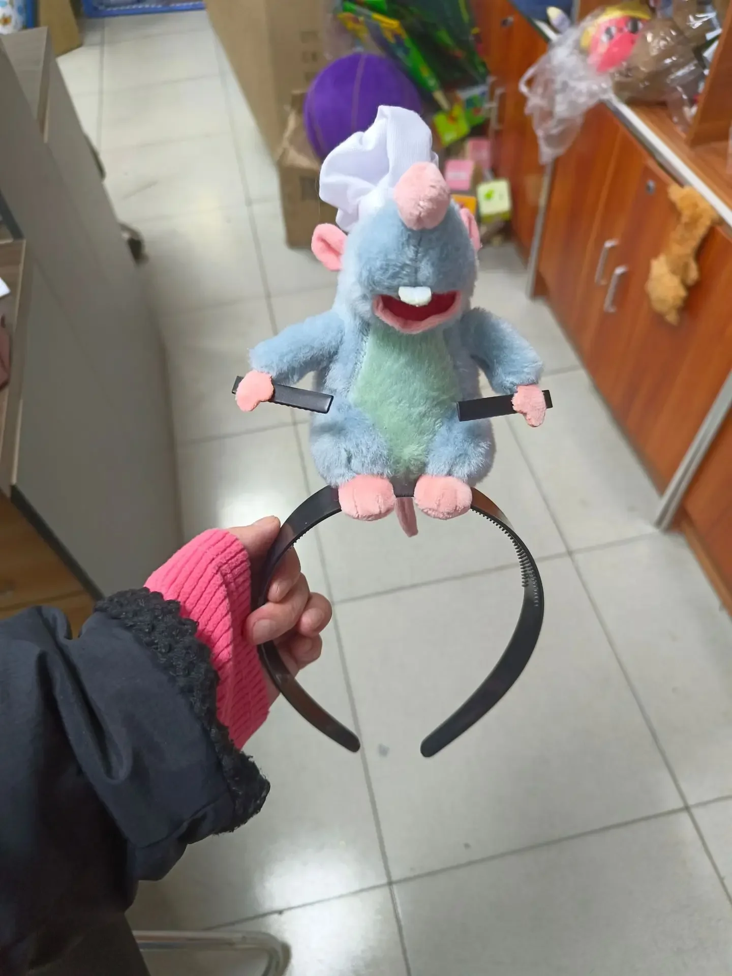 1/2Pcs Disney Ratatouille Hairband Cartoon Rat Plush Doll Headband Wide-Brimmed Hairpin Headdress Creativity Girl Toy Gifts