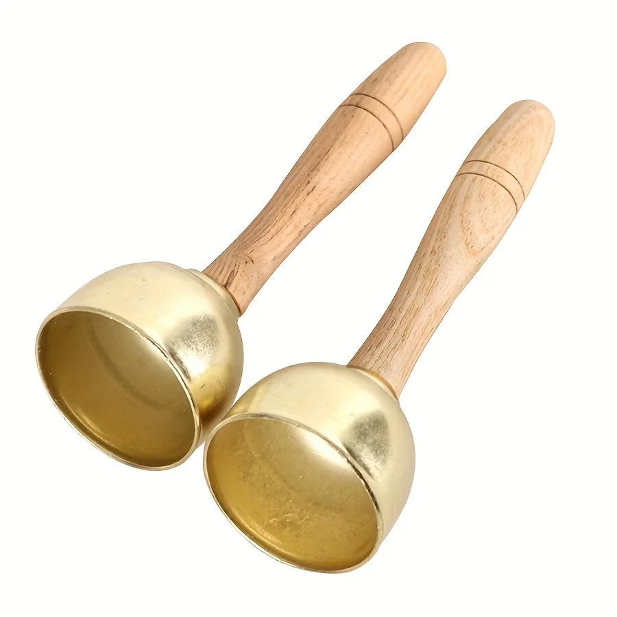 2 Stück Handglocken mit Holzgriff Handglocken Percussion Musikinstrument für Hochzeit Spiel Party Dekor ZSY