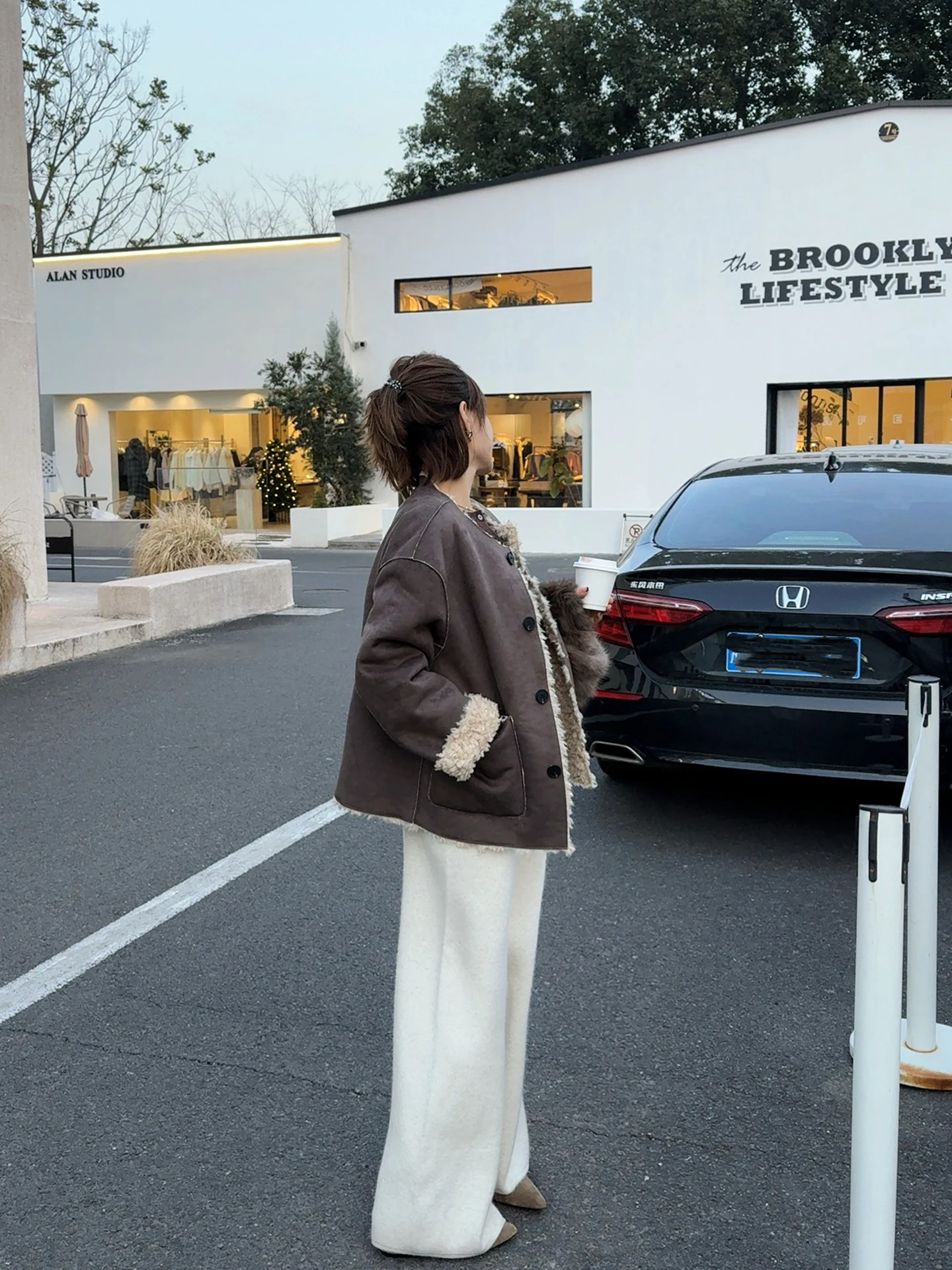 ASBR Double-Sided Wear Warmth Suede Lamb Fur Leather Jaet Youth Casual Sle Thiened Long Sve Regular Length Coat