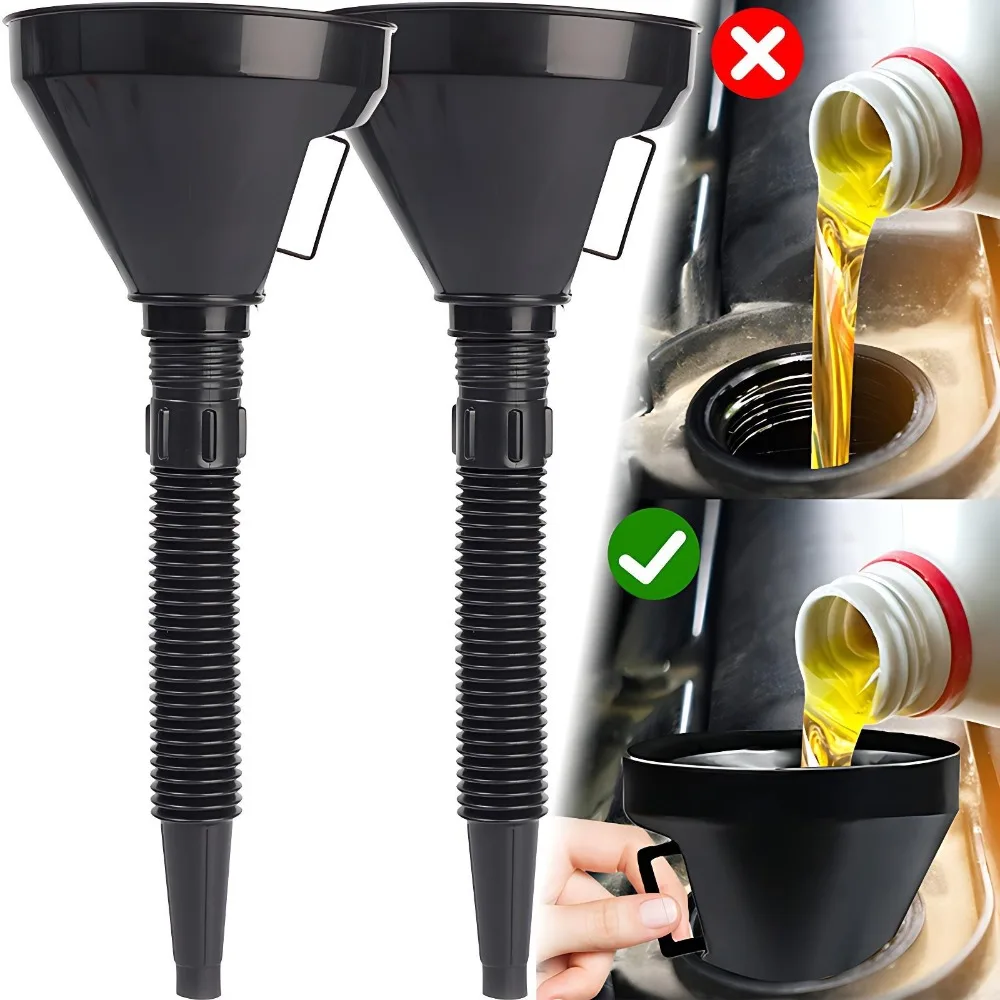 

Auto Fuel Gasoline Funnel Liquid Filling Tool Removable Filter Screen Flexible Spout for Car Motorcycle Garage Emergency Repair