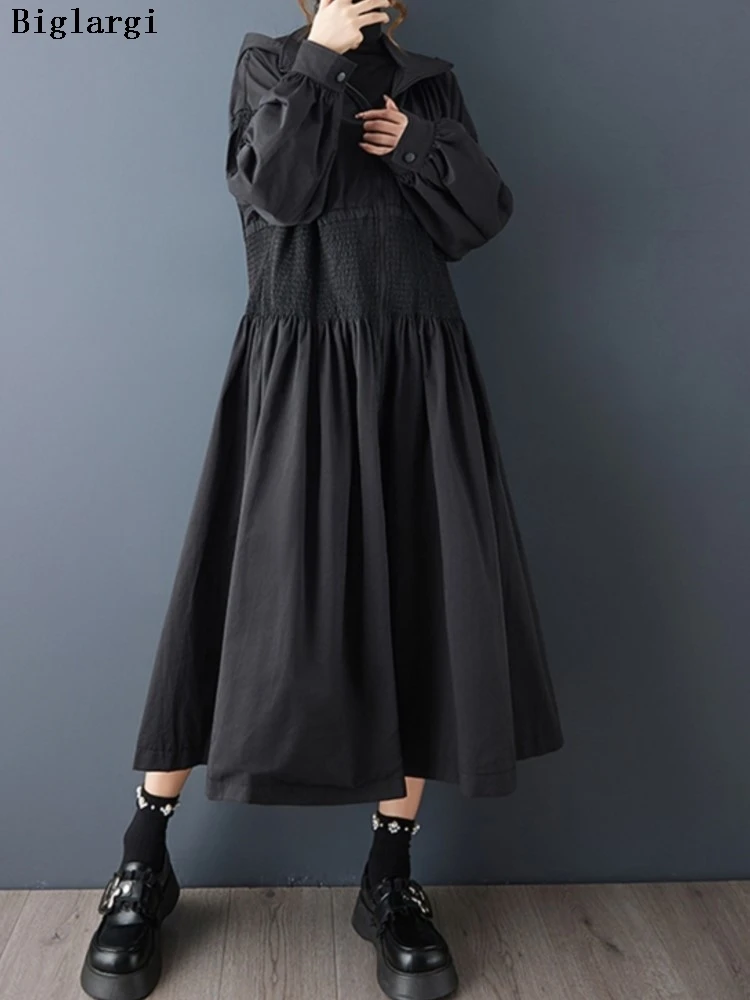 

Oversized Autumn Winter Trench Coat Women Ruffle Pleated Fashion Long Sleeve Ladies Windbreak Jackets Casual Woman Trench Coats