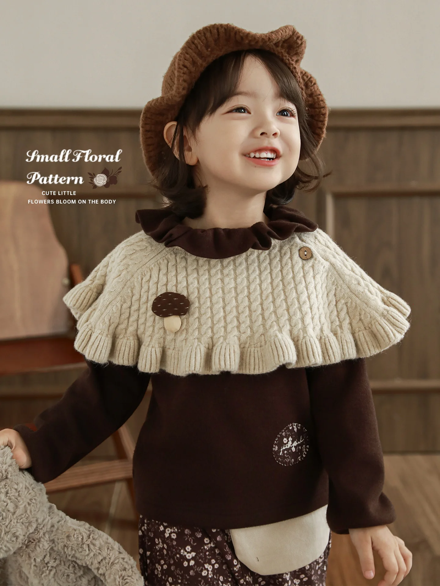 Girls Winter Base Layer 2025 Ruffle Collar Fleece Lined Thermal Slim Fit Versatile Festival Gift Casual Top 1-7 Years