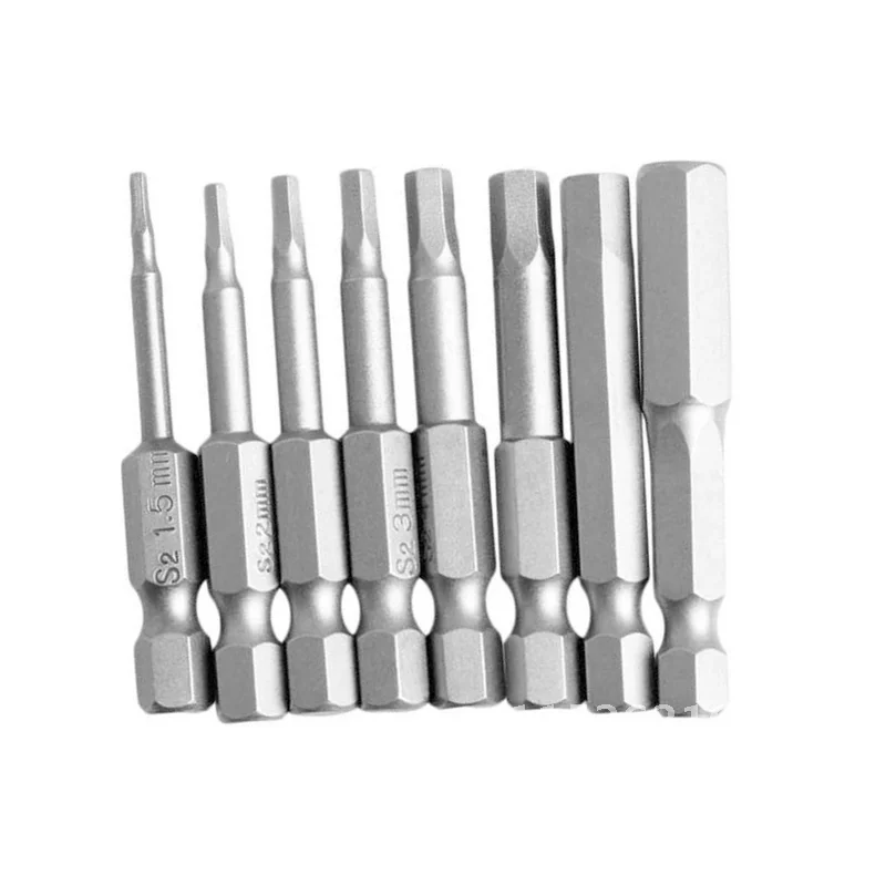 

8pcs S2 Steel Magnetic Hexagon Bit Set 1/4 Inch Hex Shank Screwdriver Bit Set 50mm Length H1.5-H8