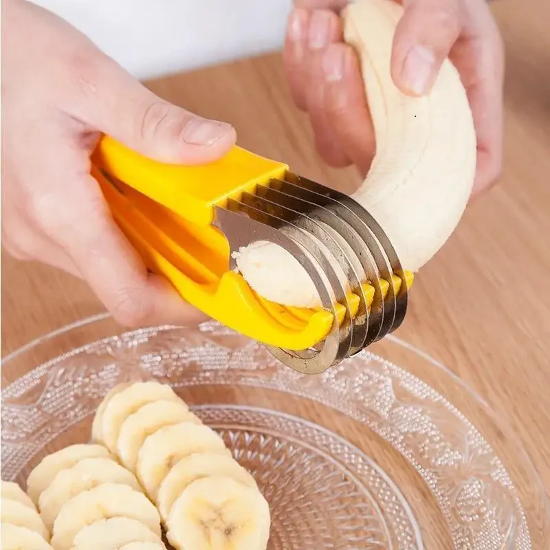 Banana Slicer Chopper Fruit Cutter Cucumber Salad Vegetable Peeler Sausage Slicer Stainless Steel Banana Cutter Kitchen Tools