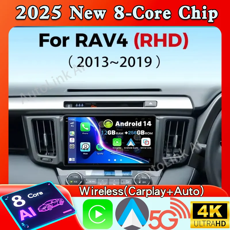 Android 15 Car Radio Multimedia Player For Toyota RAV4 RAV 4 XA40 2013-2019 RHD LHD Auto Wireless Carplay Car DSP 4G+WIFI