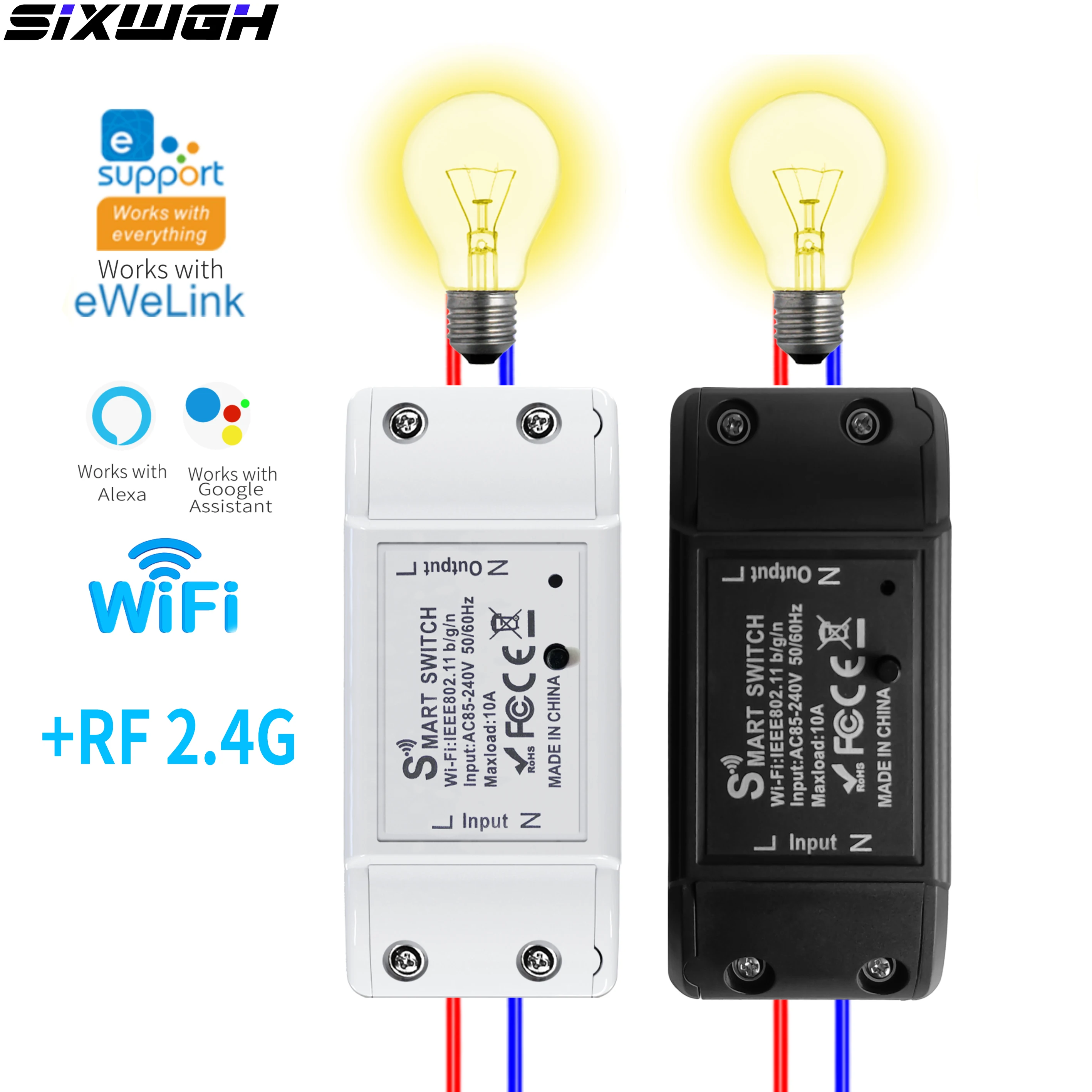 EWeLink WiFi Smart Switch Timer Circuit Breaker Support RF2.4G Remote Control Compatible with Alexa Google Home Voice Control