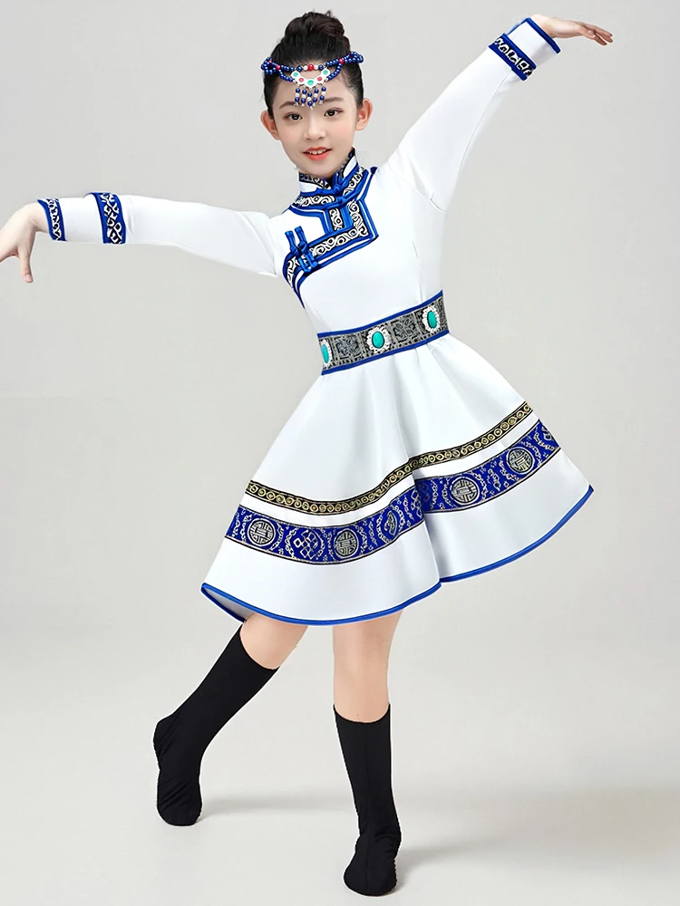 

Children's Mongolian Dance Performance Clothes Female Style Prairie Dance Ethnic Tujia Children's Stage Costumes