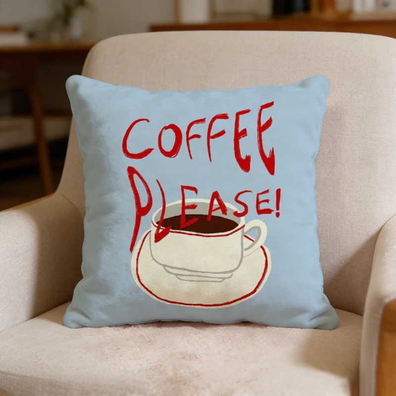 Light Blue Pillow Cover Coffee Cup with 