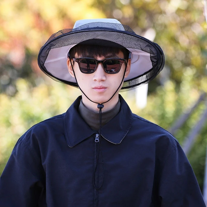 Anti Mosquito Bucket Hat Quick Dry Sun Protection Fishing Hat Portable Outdoor Sun Hat for Adults