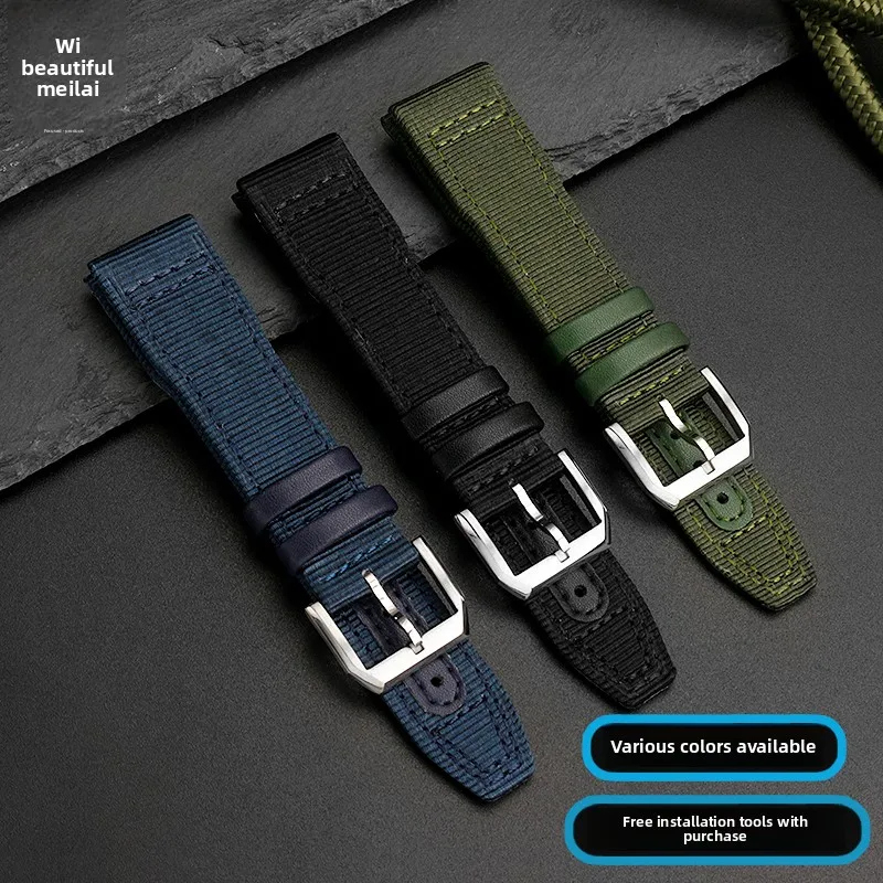 Cinturino per orologio in tela di nylon di alta qualità per IWC Pilot Mark 18 Spitfire Fighter Portogallo cinturino blu verde braccialetto 20 21 22mm
