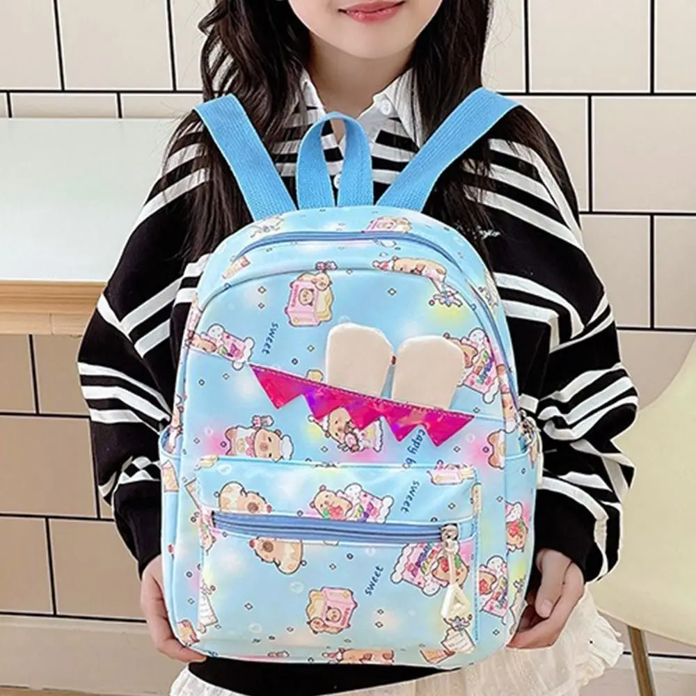 Cartoon Nylon School Bags Capybara Large Capacity Backpack Kids Backbag Children