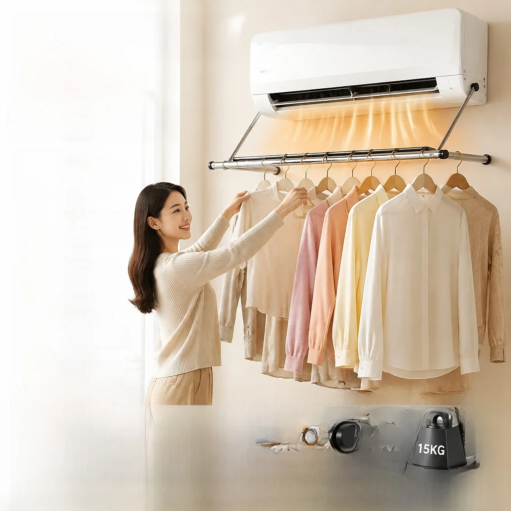 home-use-air-conditioner-outlet-clothes-drying-rack-single-rod-dormitory-drying-clothes-hanger-foldable-no-drilling-required