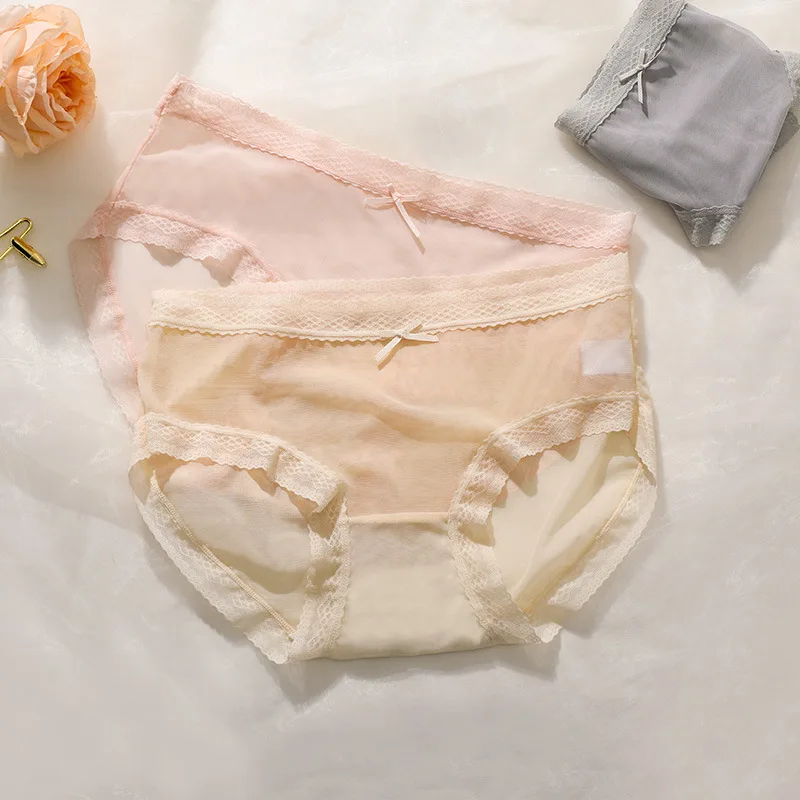 new girls underwear 5pc/lot lace nylon middle waist briefs young girl panties Teenagers wholesales students summer solid