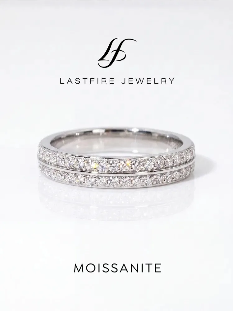 

Real Simple Double Moissanite Diamond with Certificate Rings for Women Anniversary Daily Party 925 Sterling Silver Fine Jewelry