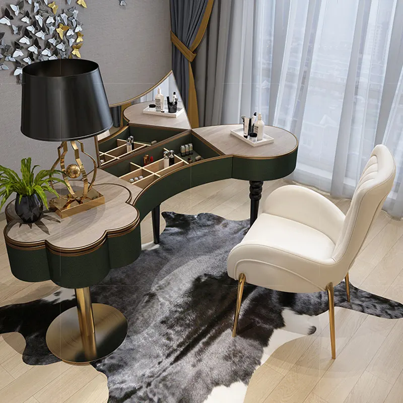 #Luxury Desk Household Arc Modern Simple Bedroom High-end Designer Desk Computer Writing Desk And Chair Combination