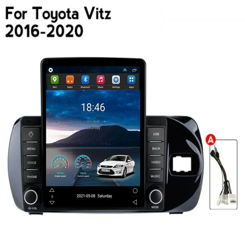 For Tesla Style 2Din Android 13 Car Radio For Toyota Vitz 3 III XP130 2014-2035 Multimedia Video Player GPS Stereo Carplay DSP