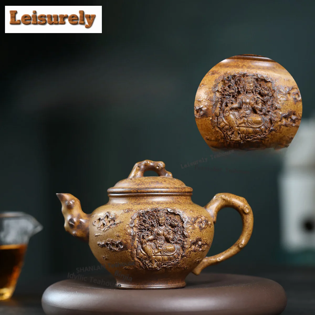 340ml Yixing Purple Clay Teapots Handmade Avalokitesvara Pot Raw Ore Wood-fired Porcelain Mud Tea Infuser Kettle Zisha Tea Set