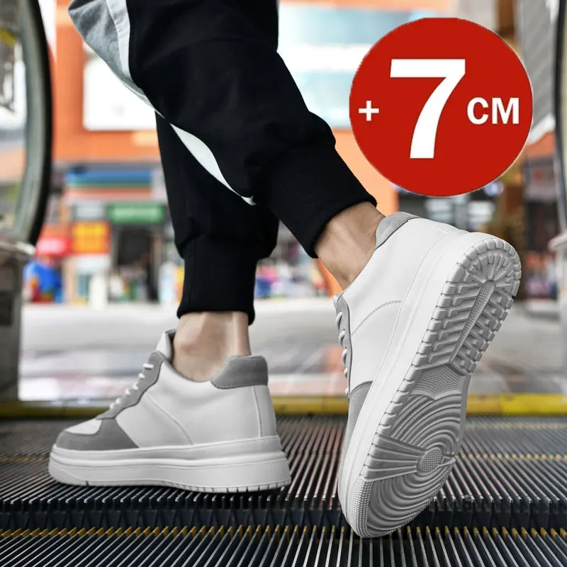 Luxury brand PDEP new height increasing shoes for men 10cm invisible elevator sneakers White leathe sport zapatillas de Hombre