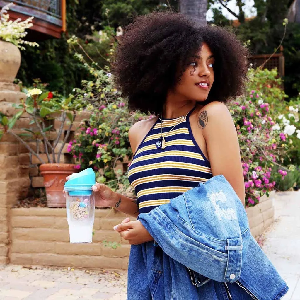 كوب إفطار جديد مزدوج الطبقات، كوب حليب وحبوب، منفصل، محمول، مانع للتسرب، ثنائي الاستخدام للساخنة والباردة، كوب حبوب بلاستيكي محمول #2