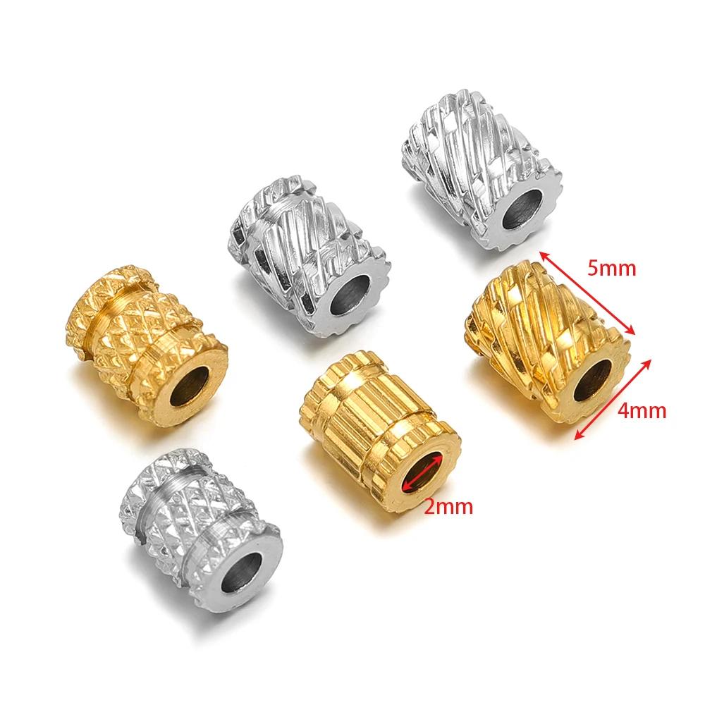 20pcs No Fade Stainless Steel Texture Hole Bead Loose Spacer Beads for DIY Handmade Bracelet Making Necklace Jewelry Supplies image 2