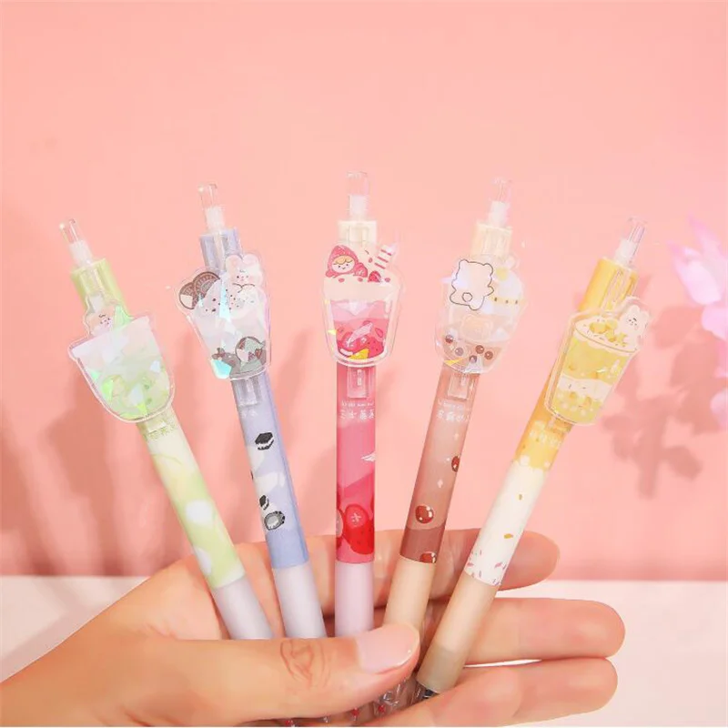 

36 pcs/lot Cartoon Milk Tea Press Gel Pen Cute 0.5 MM Black Ink Neutral Pen Office School Writing Supplies Stationery Gifts