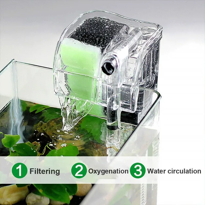 Hot Sale Aquarium Filter External Hanging Thin Fish Tank Filter Waterfall Submersible Oxygen Aquarium Filter Pump Dropship