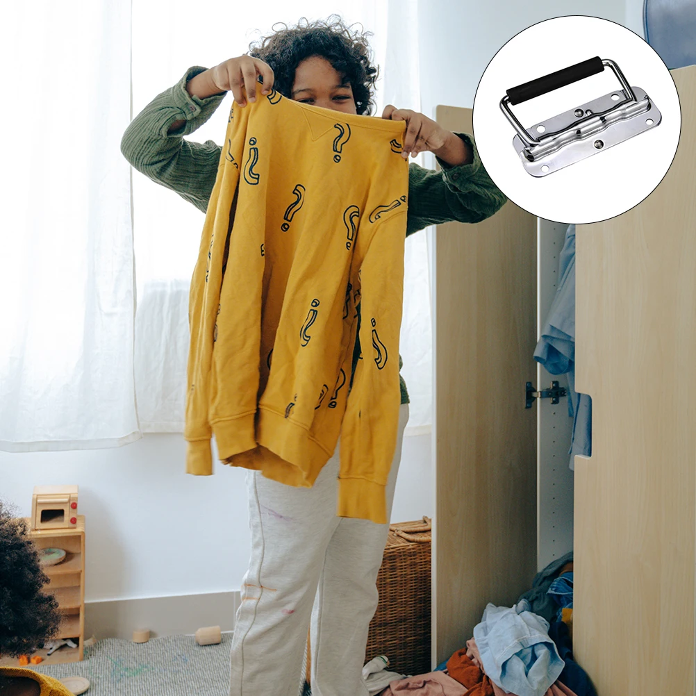 

2 Pcs Stainless Steel Spring Handle Case for Furniture Pull Item Box Loaded Rubber Cabinet Stylish