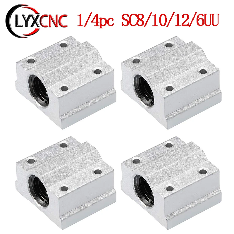 4pc SC8UU 8mm Linear Ball Beare Block Router SCS6UU 6mm SCS10UU 10mm SCS12UU 12 For CNC 3D Printer Optical Axis Shaft Rod XYZ