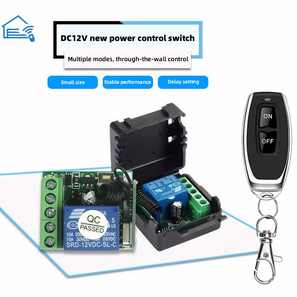 DC 12V 433Mhz Remote Control Wireless Switch 1CH 10A Relay Receiver and 2CH Transmitter For Door Electromagnetic Lock