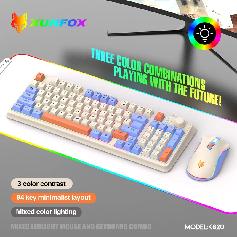 K820 USB Wired Game Keyboard Mouse Set Illuminated Desktop/Laptop Home Office Female Male Keyboard image 3