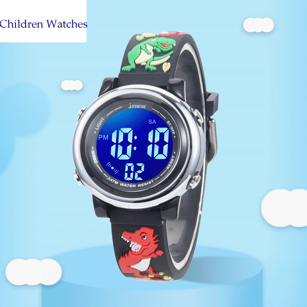 Children\'s electronic luminous watch LED cute cartoon dinosaur waterproof boy student clock Children\'s Day gift Reloj C09