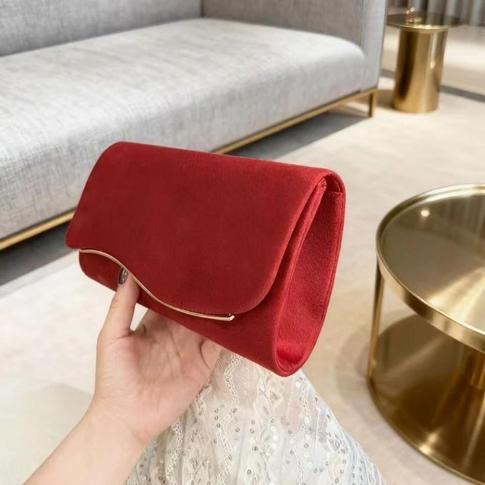 

Women's Evening Clutch Bag Metal Trim Envelope Purse with Detachable Chain for Wedding Party