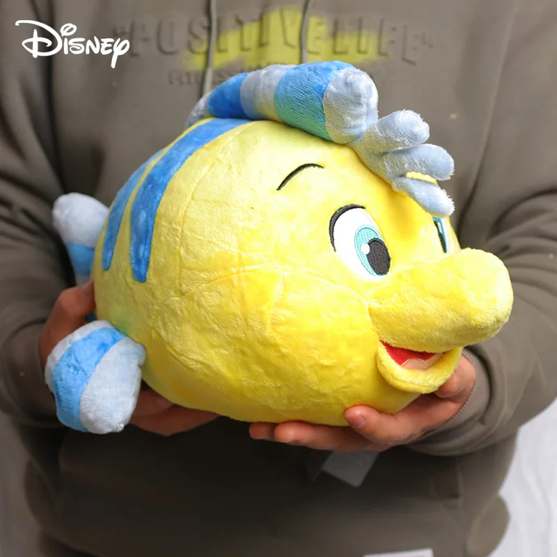 Cute Flounder Ariel Disney Toy The Little Mermaid Stuffed Doll 35cm Friend Flatfish Plushie Movie Animal Plush Fish Gifts Girls