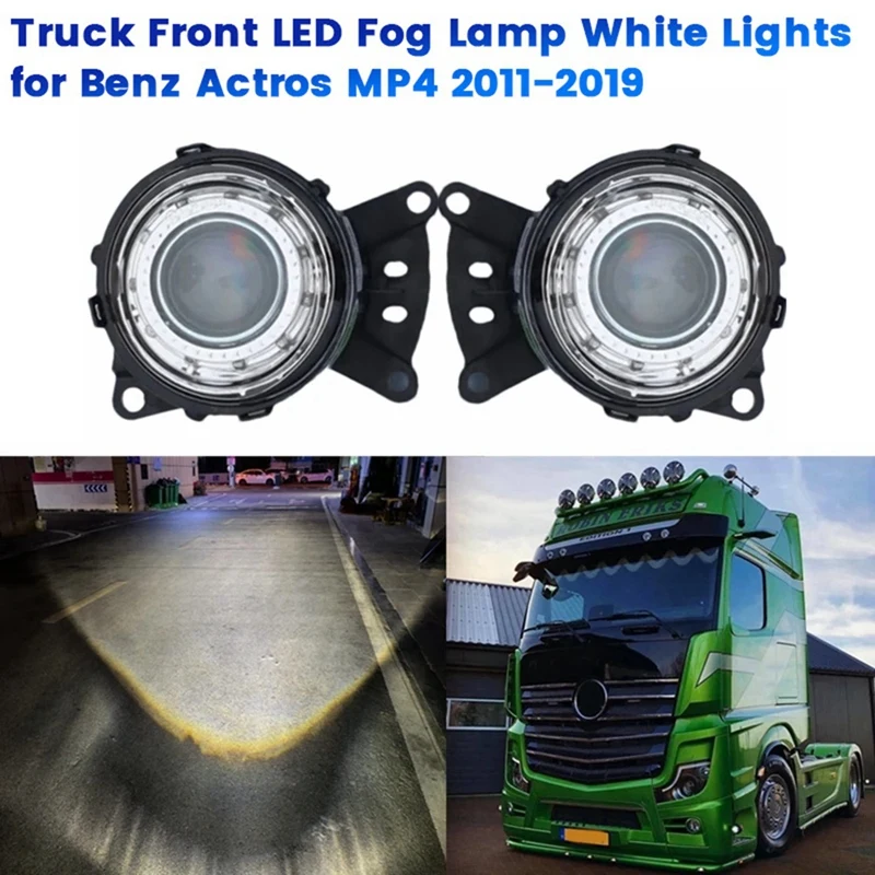 1Pair Truck Front LED Fog Lamp Daytime Running White Lights For Benz Actros MP4 2011-2019 Emark E4 9438200156 9438200056