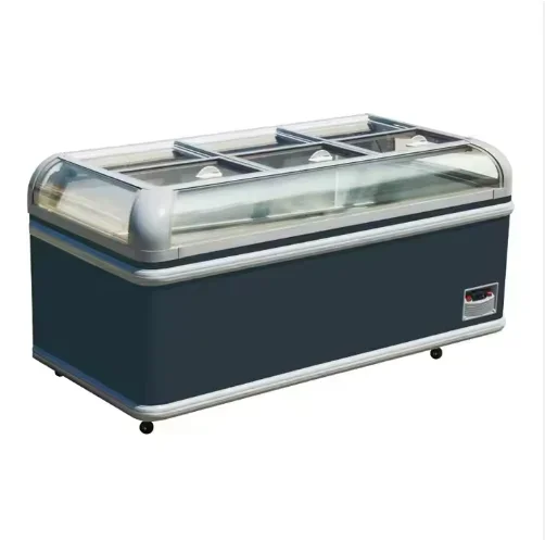 Island Horizontal Refrigerated Freezer Large Display Area for Frozen Meat Seafood